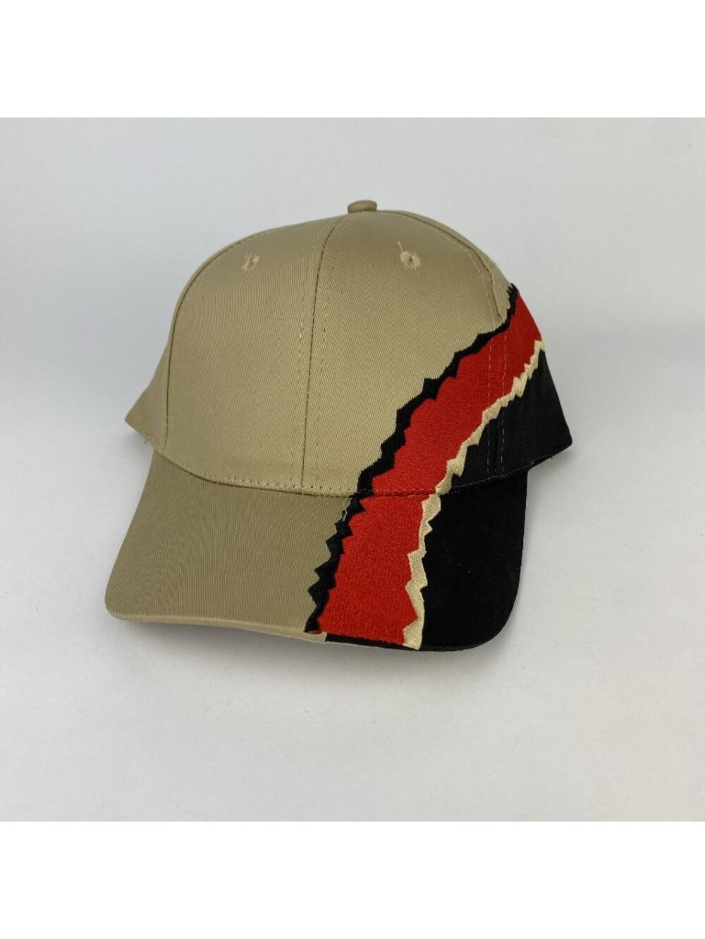 Vintage Nissin Strapback Hat Adjustable Ball Cap Black Red Tracks Blank